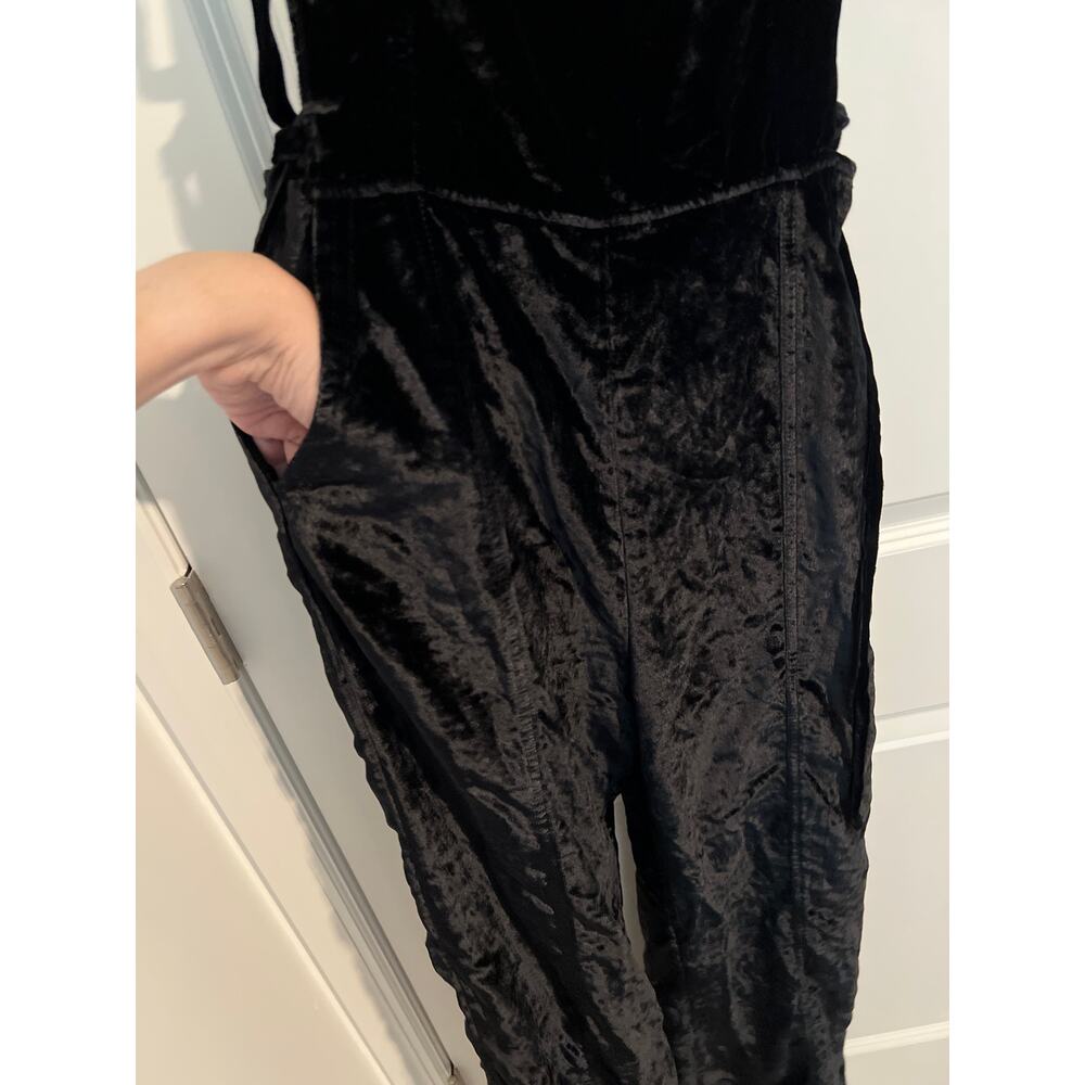 Free People 90s Forever Overalls – Size Small – Black Crushed Velvet - Picture 2 of 7